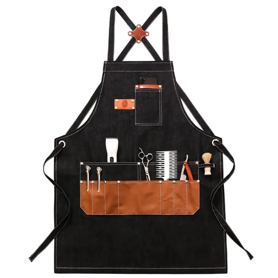 Professional barber apron and tools