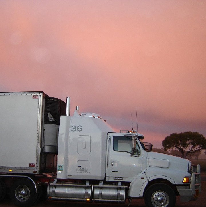 freight truck highway dusk